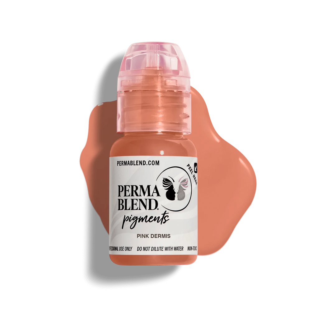 Pink Dermis, Scar pigment by Perma Blend, permanent makeup pigment for micropigmentation, front view with colour