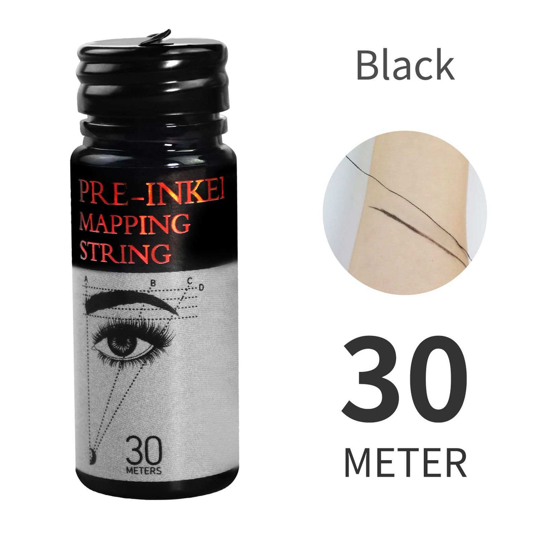 Black Pre-Inked Mapping String, Pre-Inked Eyebrow Mapping String, pre-inked eyebrow mapping string for permanent makeup, black pre-inked mapping string, white pre-inked mapping string, 30 meters