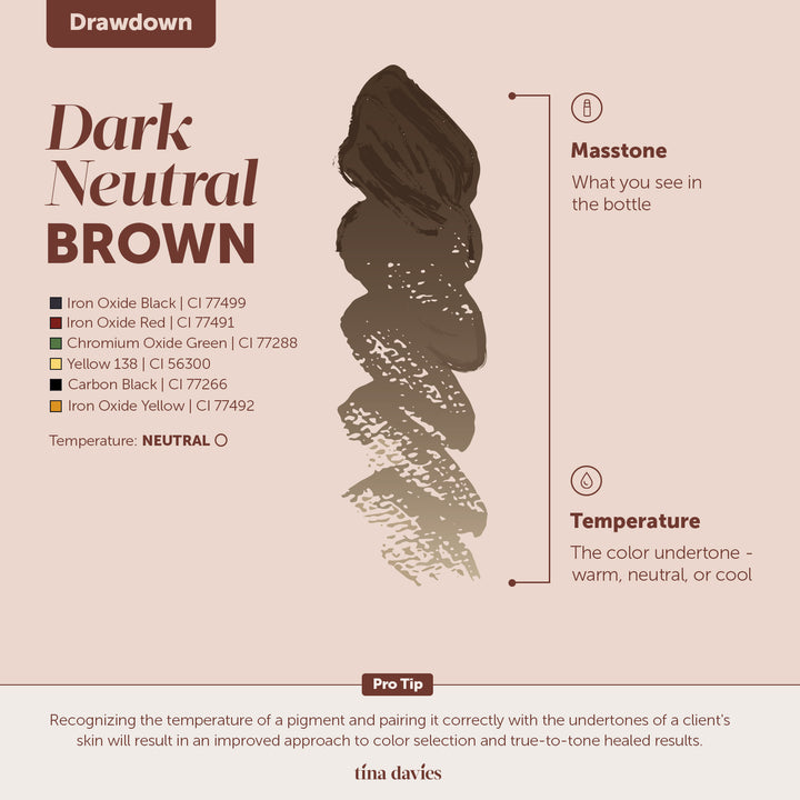 Dark Neutral Brown a Tina Davies Fade Collection Pigment, Permanent Makeup Pigment for Eyebrows, drawdown