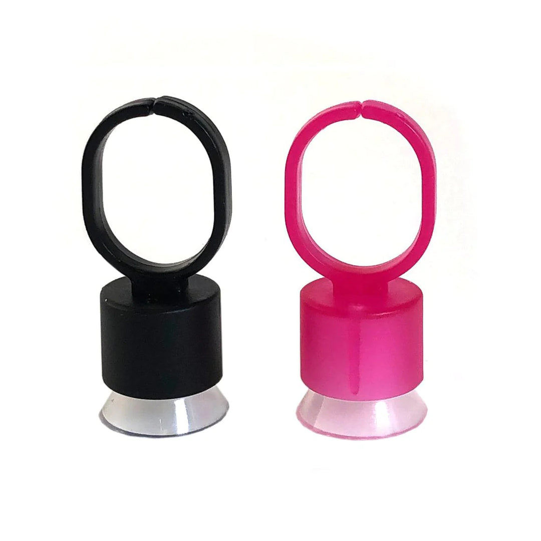 Pink and Black Disposable Pigment/Ink Ring with Sponge front view close up