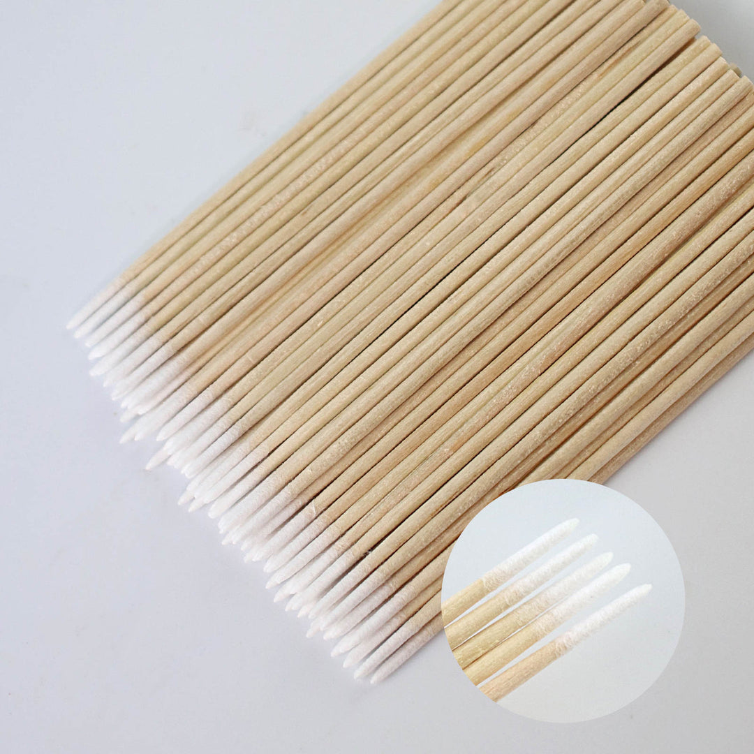 Disposable Bamboo Cotton Swabs by Toronto Brow Shop close up