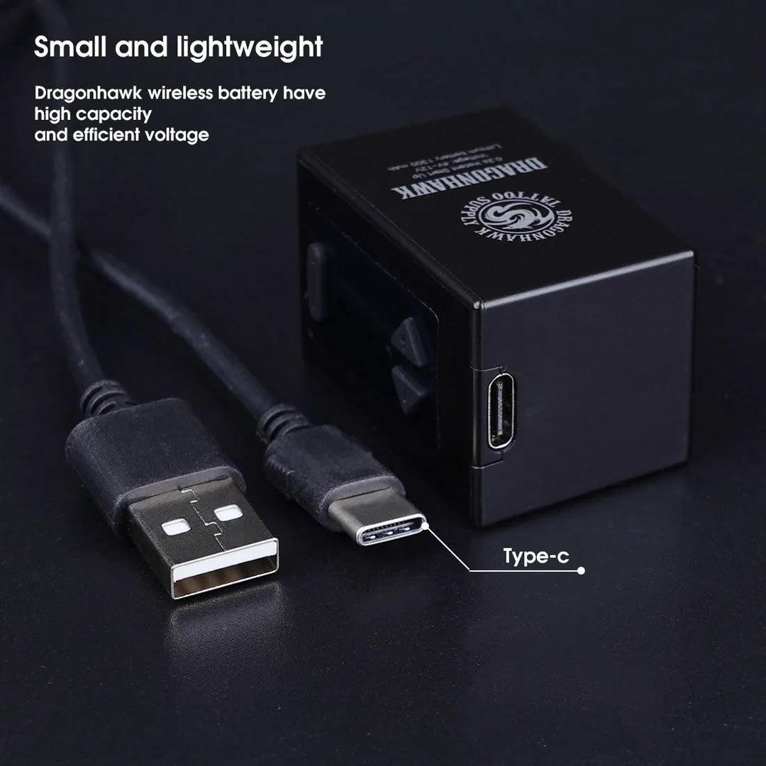 Dragonhawk B1 Wireless Tattoo Battery Power Supply by Toronto Brow Shop, USB-C Charger compatible