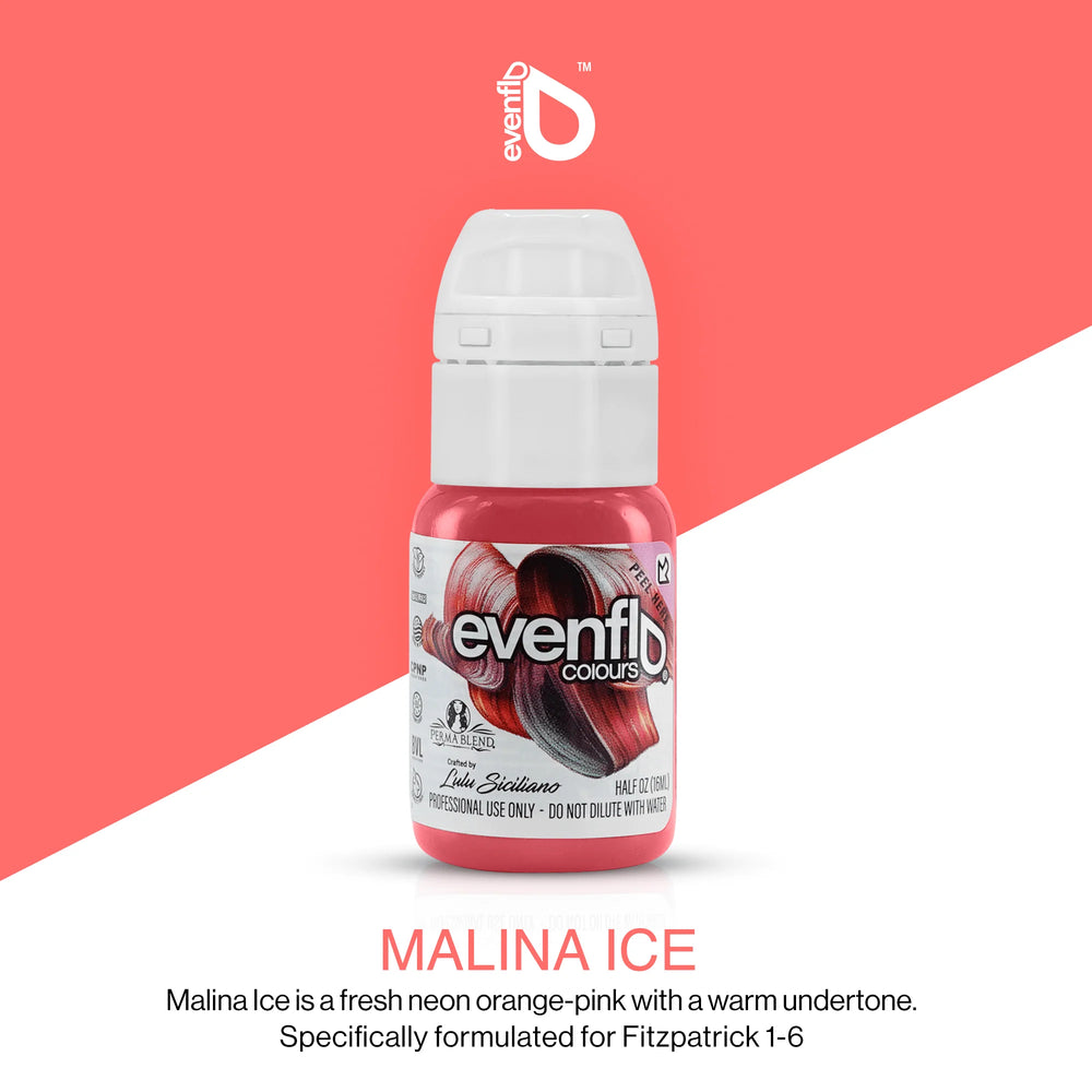 Malina Ice Pigment by Evenflo Pigments, Perma Blend Luxe Pigment, Lip Pigment by Evenflo with colour swatch
