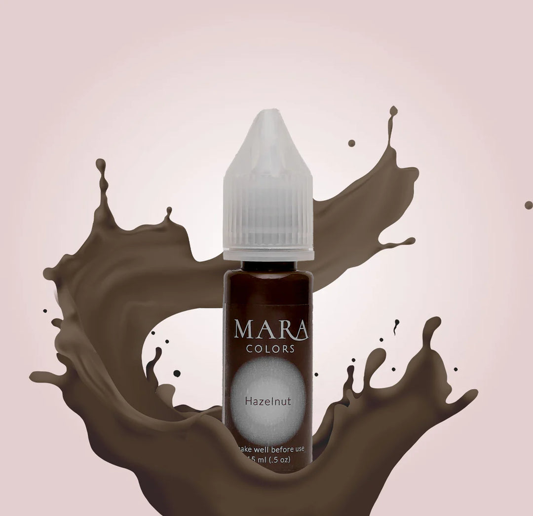 Hazelnut 15ml eyebrow pigment, permanent makeup pigment by Mara Colors, Mara Pro pigments with pigment