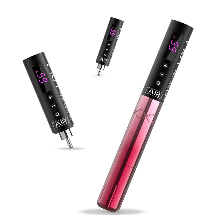 EZ LOLA AIR PMU Pen Wireless tattoo machine in Pink Gradient and Black with 2 Batteries