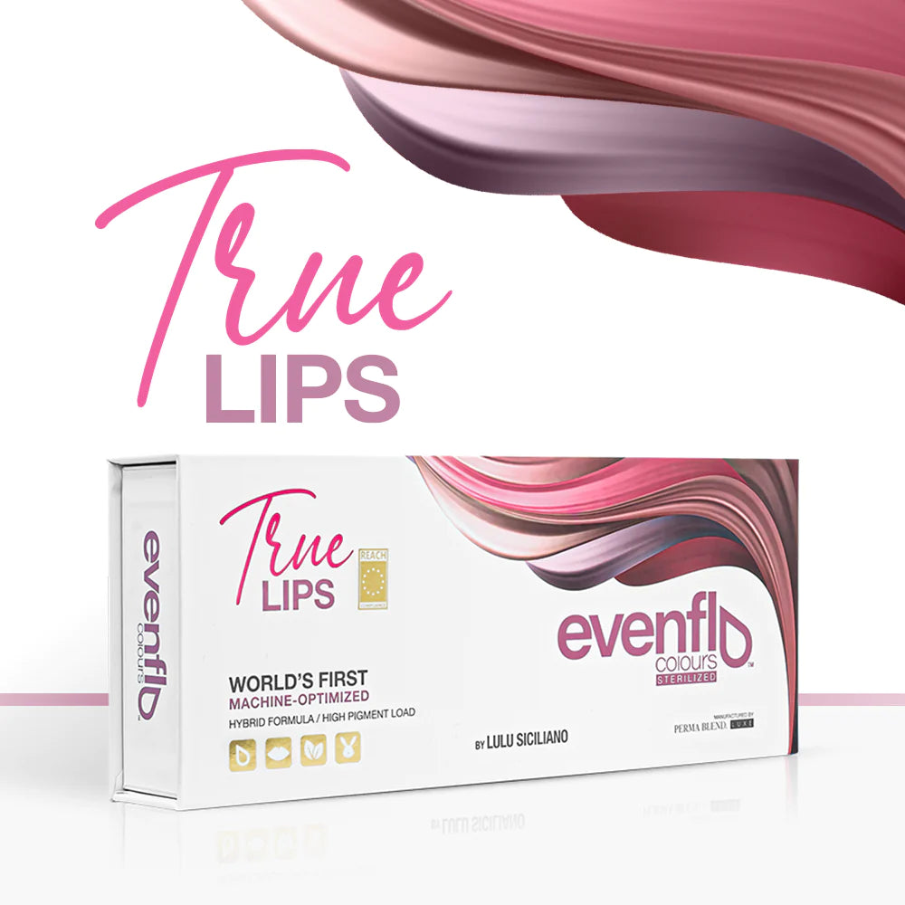 Perma Blend Luxe Evenflo True Lips, Evenflo True Lips pigment set, Lip Pigments, Permanent Makeup pigments packaging