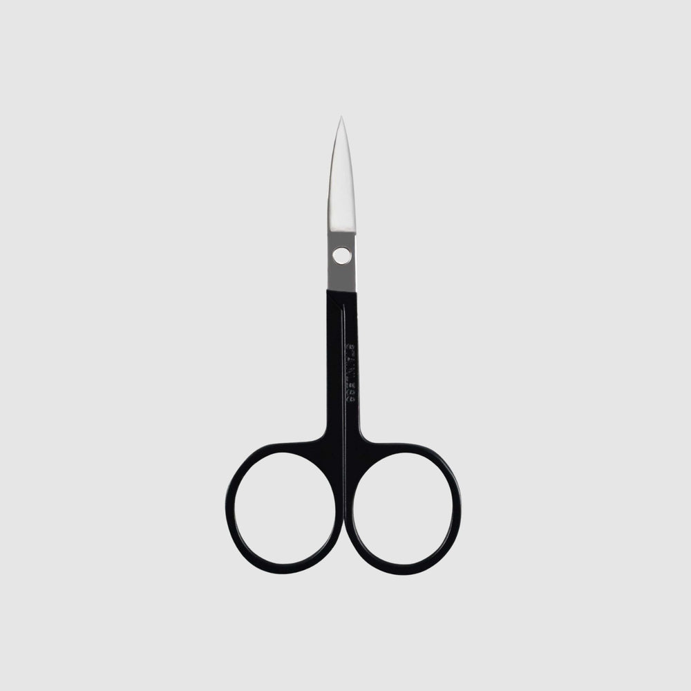 Stainless Steel Brow Scissors in Black Close up by Toronto Brow Shop