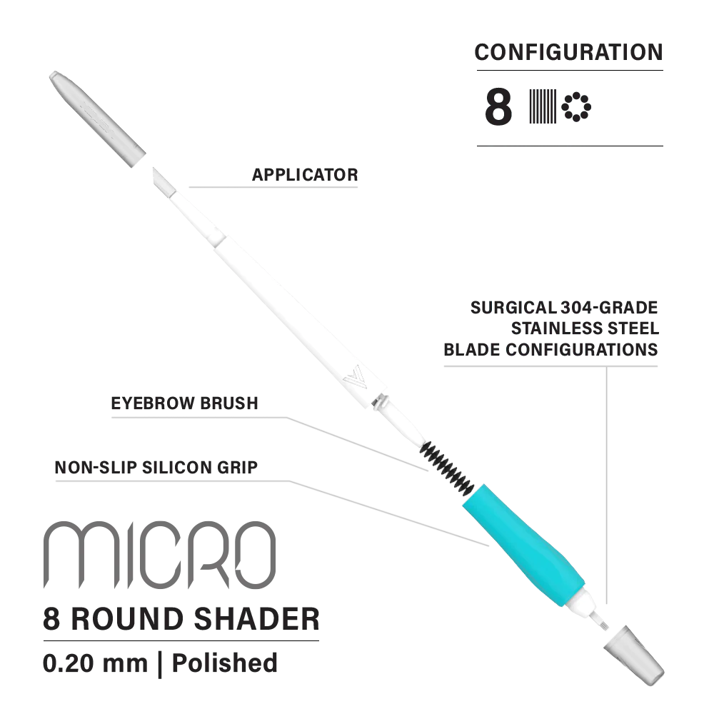 Vertix Micro Microblades by Microbeau, Microblades, Microblades for PMU by Toronto Brow Shop, 8 Round Shader