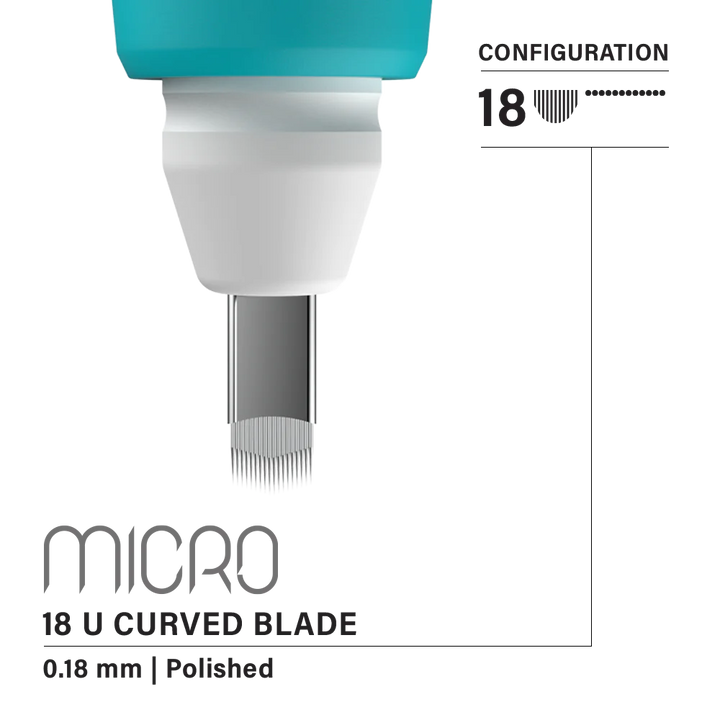 Vertix Micro Microblades by Microbeau, Microblades, Microblades for PMU by Toronto Brow Shop, 18 U Curved 0.18mm