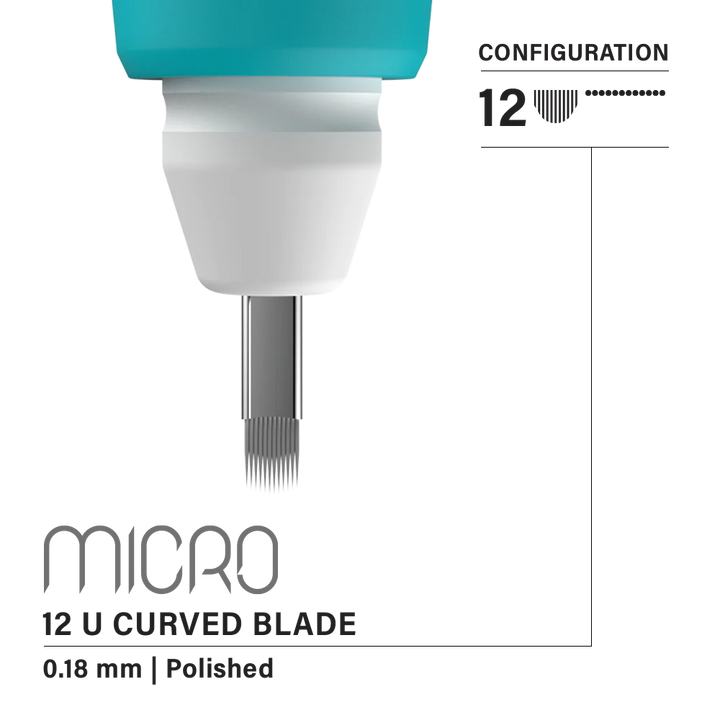 Vertix Micro Microblades by Microbeau, Microblades, Microblades for PMU by Toronto Brow Shop, 12 U Curved 0.18mm