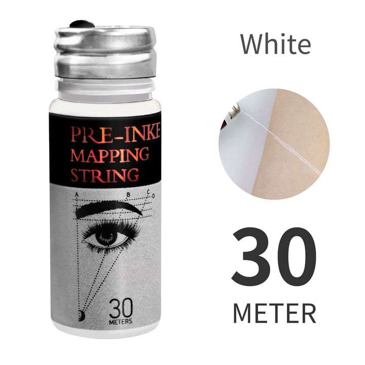 White Pre-Inked Mapping String, Pre-Inked Eyebrow Mapping String, pre-inked eyebrow mapping string for permanent makeup, black pre-inked mapping string, white pre-inked mapping string, 30 meters