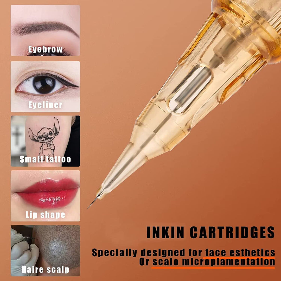 1RL Inkin Universal tattoo needle cartridges, permanent makeup tattoo needle cartridge, 1RL, 3RL, 5RL, 7RL, pmu tattoo needle cartridges types of procedures