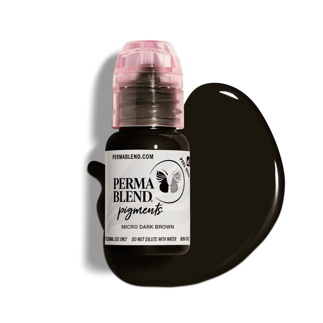 Micro Dark Brown, scalp pigment for permament makeup by Perma Blend with Colour swatch