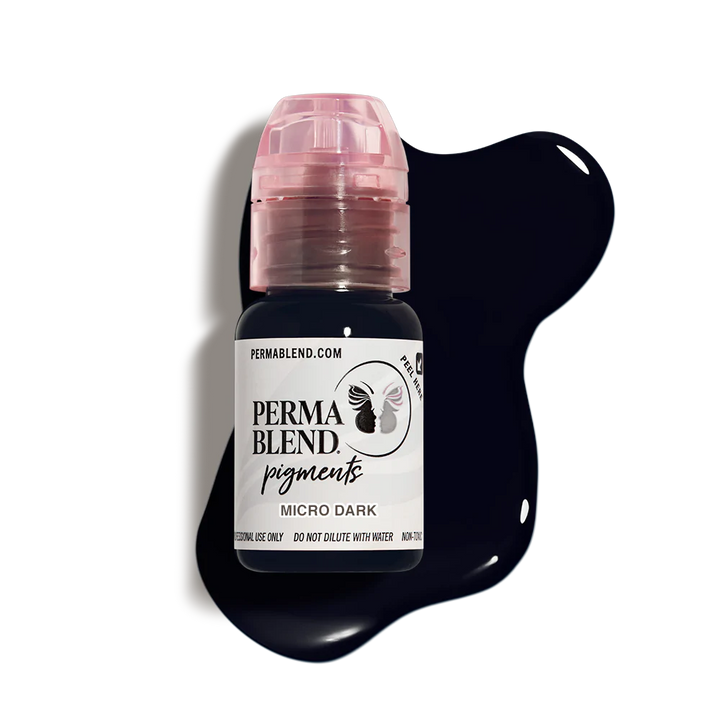 Micro Dark, scalp pigment for permament makeup by Perma Blend with colour swatch