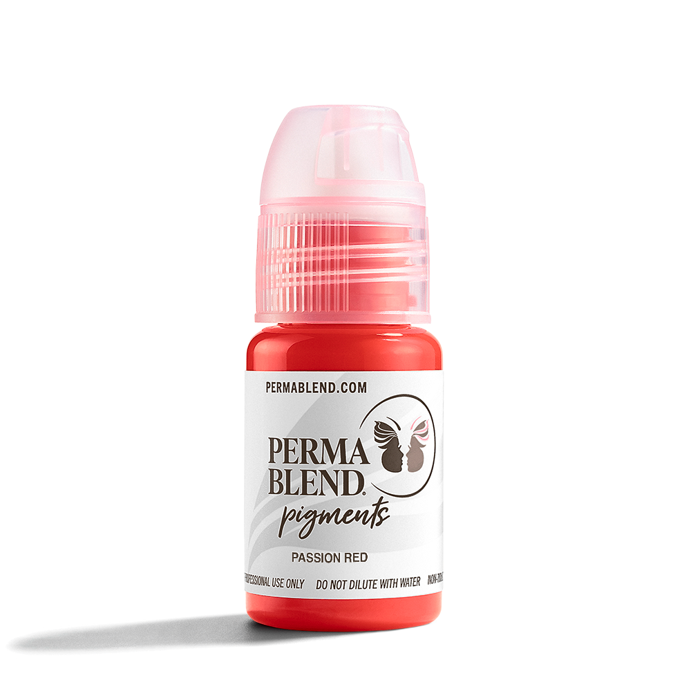 Passion Red Lip tattoo pigment by Perma Blend, Permanent makeup pigment, lip tattoo ink front view