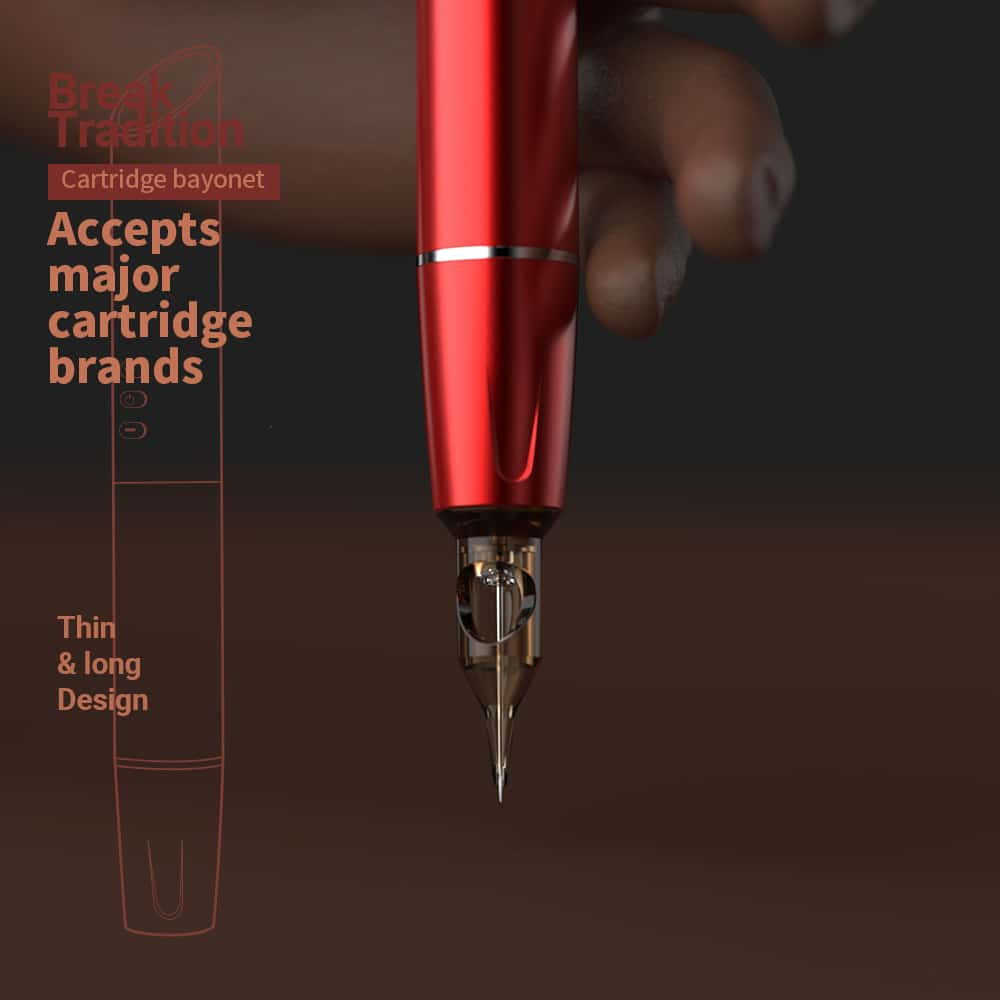 RITA Wireless tattoo machine, wireless permanent makeup pen, compatible with universal needle cartridges, Rhein pmu pen by Toronto Brow Shop Cartridge Bayonet