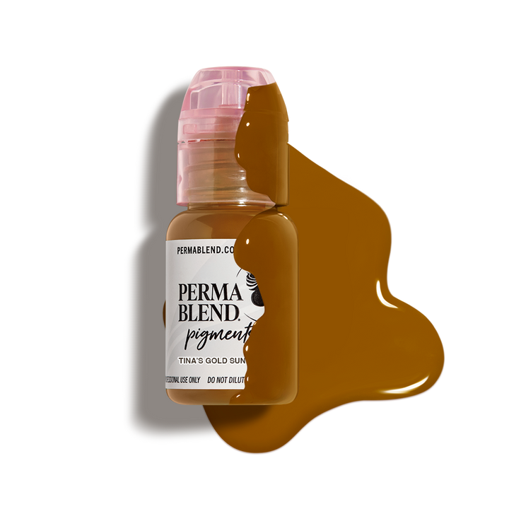 Tina's Gold Sunrise pigment by Perma Blend with Colour Swatch