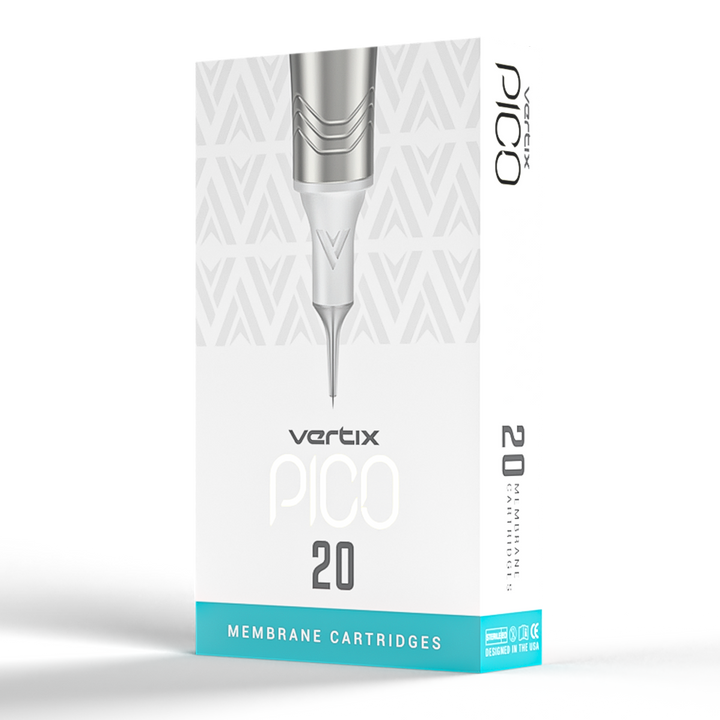 Vertix Pico Membrane Needle cartridges, Permanent makeup needle cartridges, MicroBeau, front side view